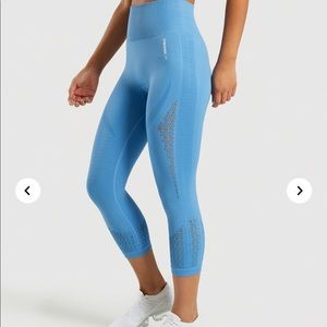 BLUE GYMSHARK CROPPED LEGGINGS